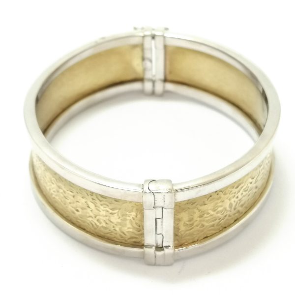 9ct Gold 2 Colour Fancy Hinged Bangle 26.4g