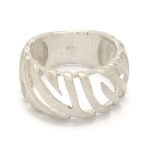 Silver Satin Finish Cut Out Design Ring