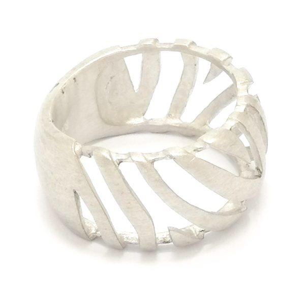 Silver Satin Finish Cut Out Design Ring