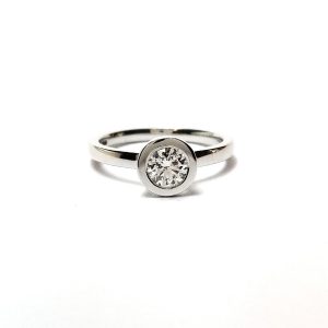 Certificated 18ct White Gold Diamond Solitaire Ring .51ct