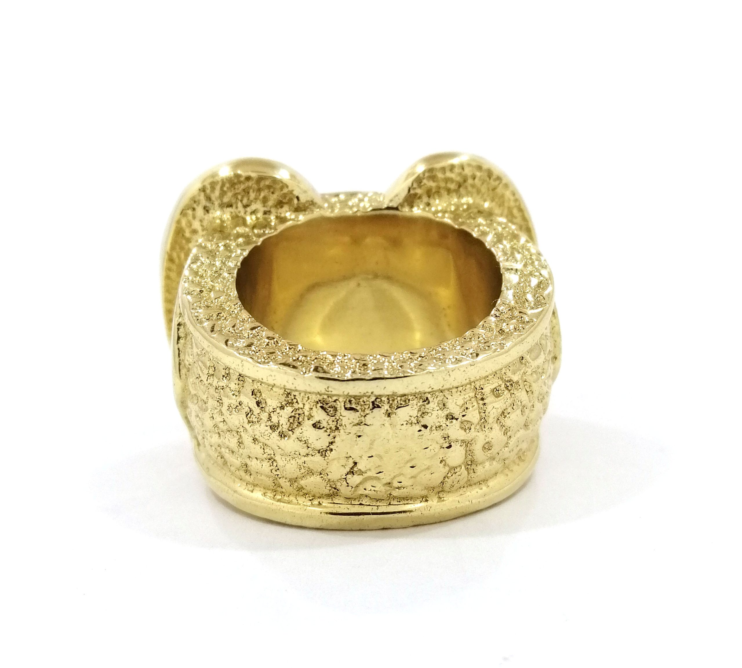 Gold 18K GF Double Buckle Ring Premium CZ Gypsy Adjustable Men Gift Gents  Filled | eBay