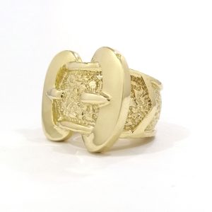 9ct Gold Double Buckle Ring 98.3gms