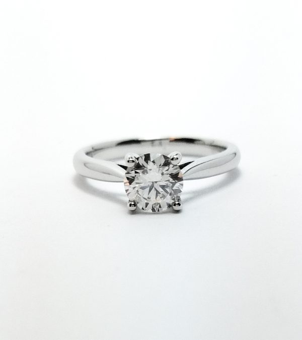 DeBeers 18ct White Gold Certificated Diamond Solitaire Ring .91ct