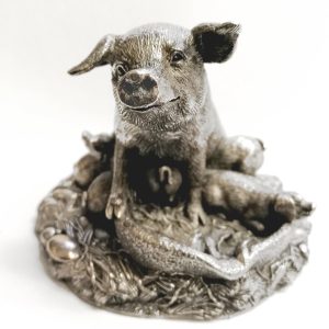 Silver Pigs Ornament by M.Abberley (1992)