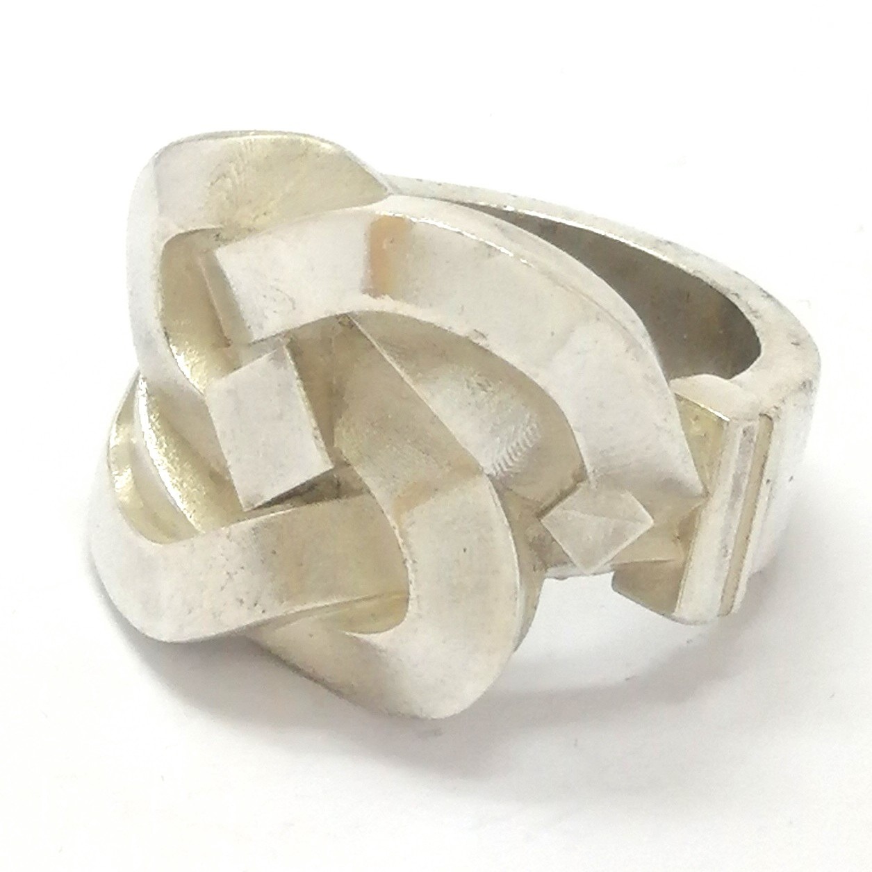 Silver Square Design Knot Ring - Vintage Jewellery & Watches Online